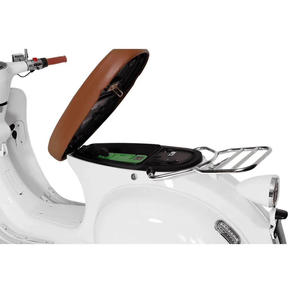 Citytwister 8.0 Retro design bianco con vano contenitore aperto sotto la panca